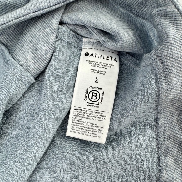 Athleta L Blue Heathered Long Sleeve Pockets Sweatshirt Dress Women Athleisure - Picture 9 of 12